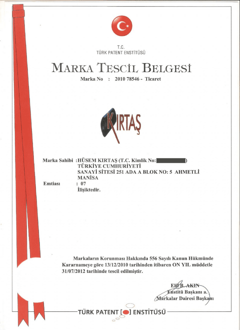 Trademark Registration Certificate