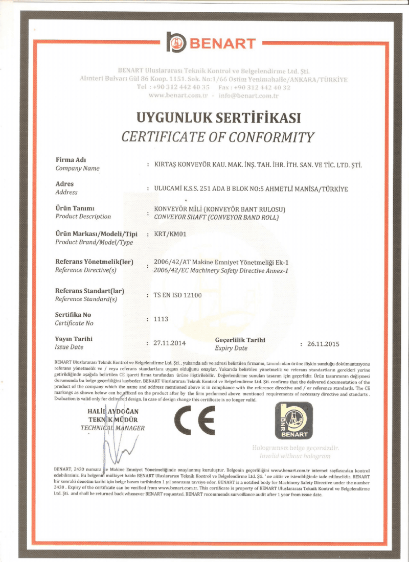 Certificate of Conformity